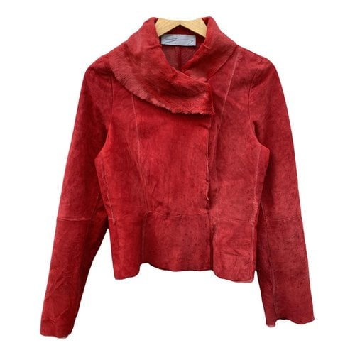 Pre-owned Genny Leather Jacket In Red