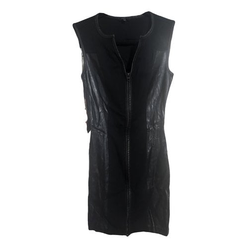 Pre-owned Guess Leather Mini Dress In Black