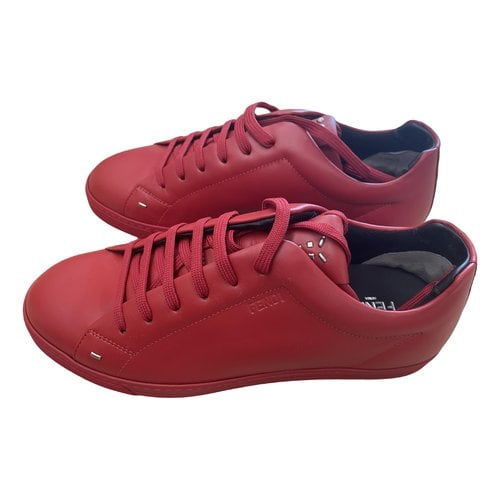 Pre-owned Fendi Leather Low Trainers In Red