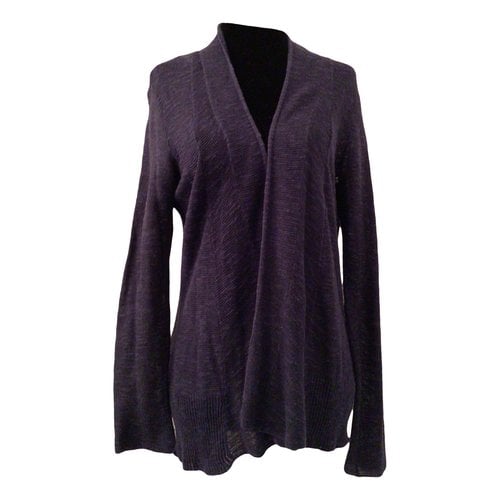 Pre-owned Eileen Fisher Linen Cardigan In Navy