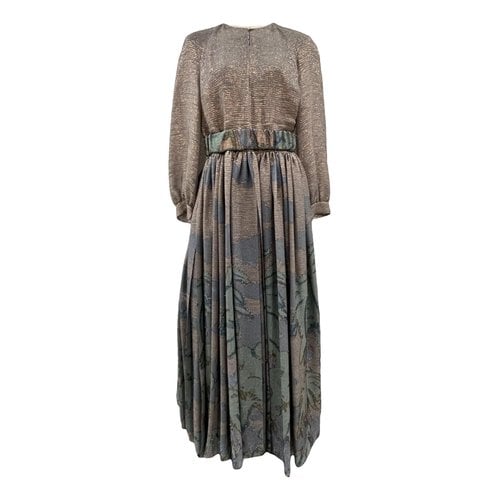 Pre-owned Dior Silk Maxi Dress In Brown