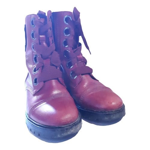 Pre-owned Zadig & Voltaire Joe Leather Biker Boots In Burgundy