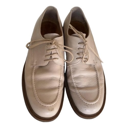 Pre-owned Kenzo Leather Lace Ups In Beige