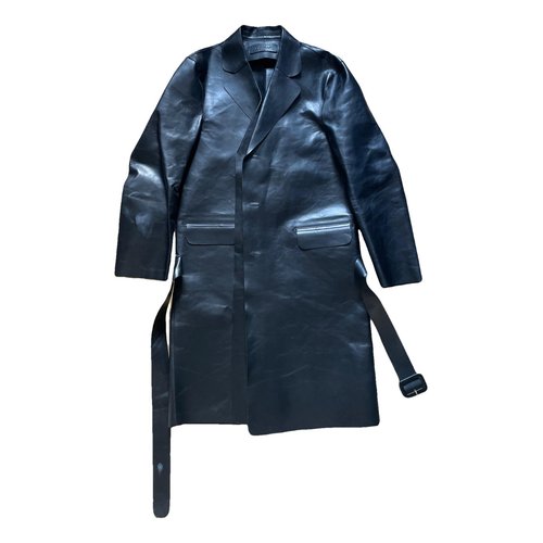 Pre-owned Off-white Leather Coat In Black