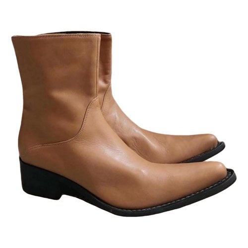 Pre-owned Fornarina Leather Cowboy Boots In Camel