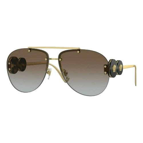Pre-owned Versace Aviator Sunglasses In Brown