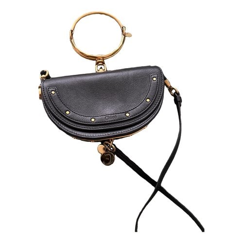 Pre-owned Chloé Bracelet Nile Leather Clutch Bag In Black