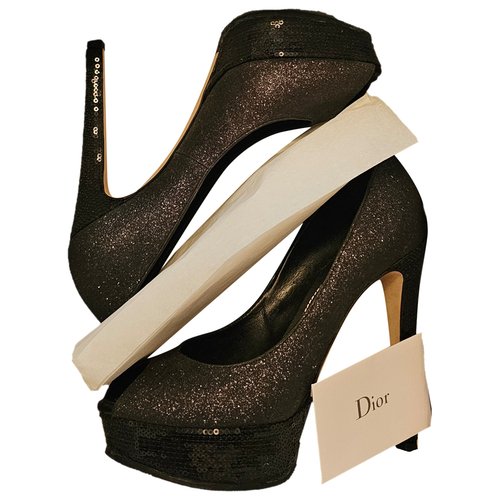 Pre-owned Dior Glitter Heels In Black
