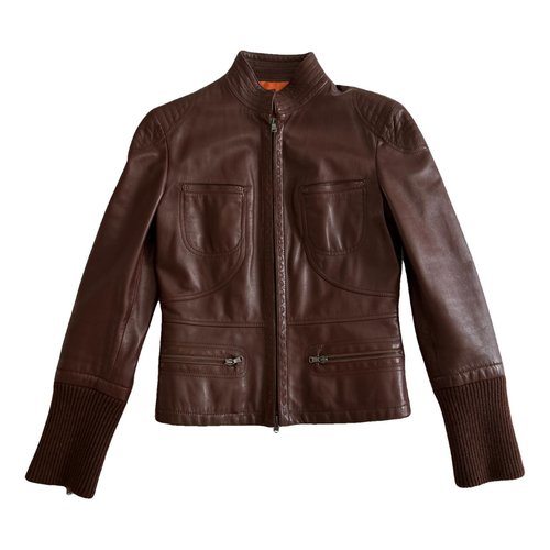 Pre-owned Tod's Leather Biker Jacket In Brown