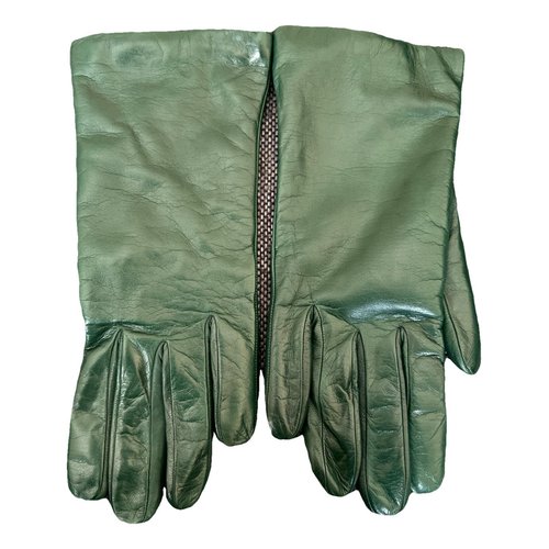 Pre-owned Sermoneta Gloves Leather Gloves In Green
