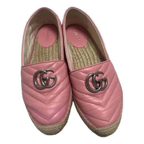 Pre-owned Gucci Leather Espadrilles In Pink