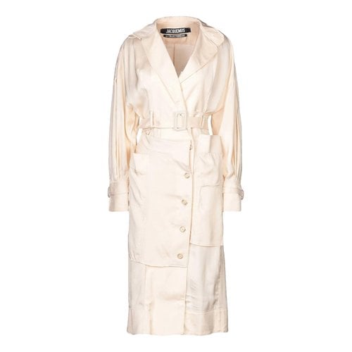 Pre-owned Jacquemus Silk Trench Coat In Beige