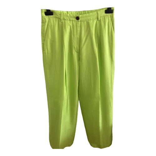 Pre-owned Dries Van Noten Silk Large Pants In Green