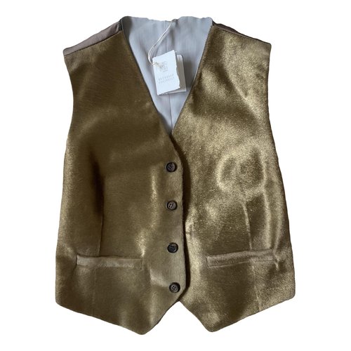 Pre-owned Brunello Cucinelli Leather Coat In Gold
