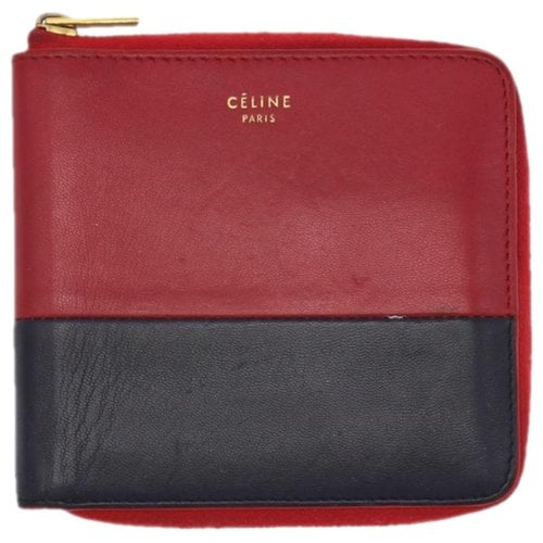 Pre-owned Celine Leather Card Wallet In Red