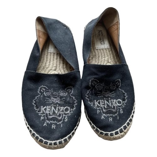 Pre-owned Kenzo Tiger Cloth Espadrilles In Black