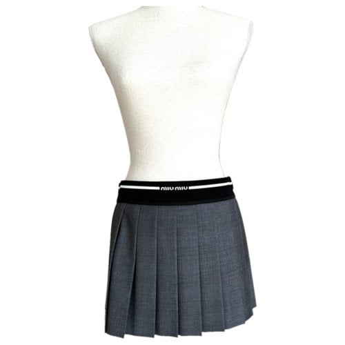 Pre-owned Miu Miu Mini Skirt In Grey