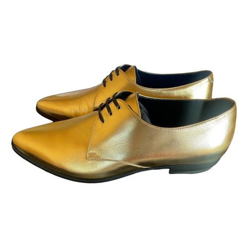 Pre-owned Celine Jacno Leather Lace Ups In Gold