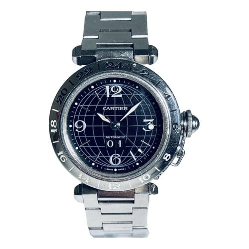 Pre-owned Cartier Pasha Gmt Watch In Silver