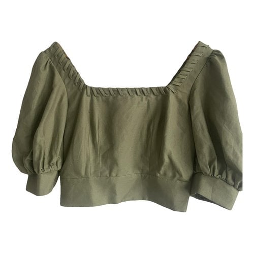 Pre-owned Ted Baker Linen Top In Khaki