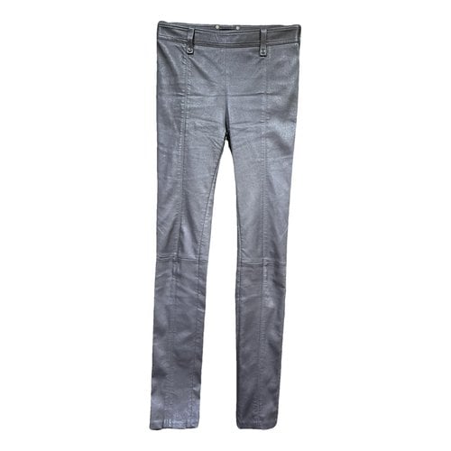 Pre-owned Tom Ford Leather Trousers In Grey
