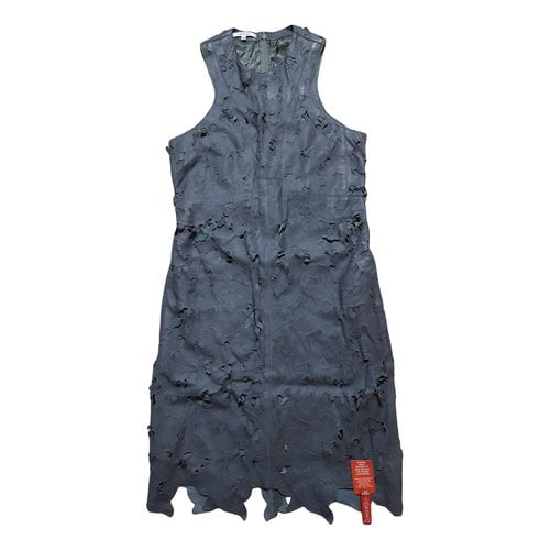 Pre-owned Carven Leather Mid-length Dress In Grey