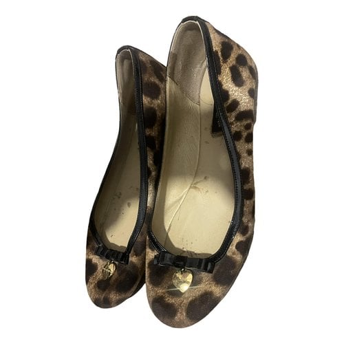 Pre-owned Dolce & Gabbana Cloth Ballet Flats In Brown