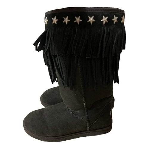 Pre-owned Ugg & Jimmy Choo Faux Fur Snow Boots In Black