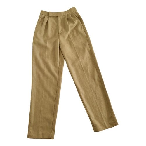 Pre-owned Roland Mouret Wool Straight Pants In Beige