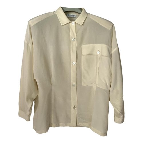 Pre-owned Genny Silk Blouse In White