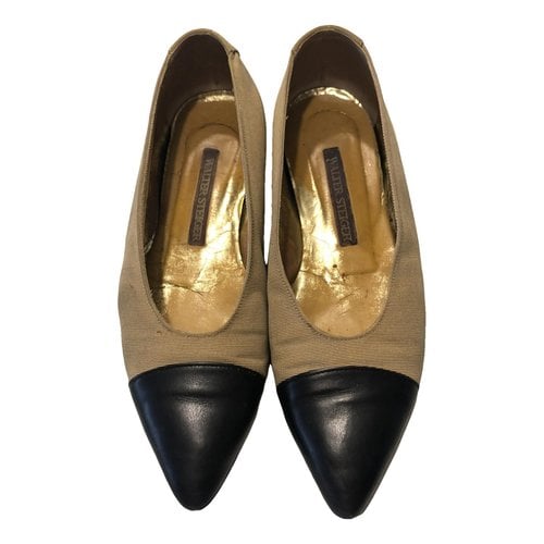 Pre-owned Walter Steiger Cloth Flats In Camel