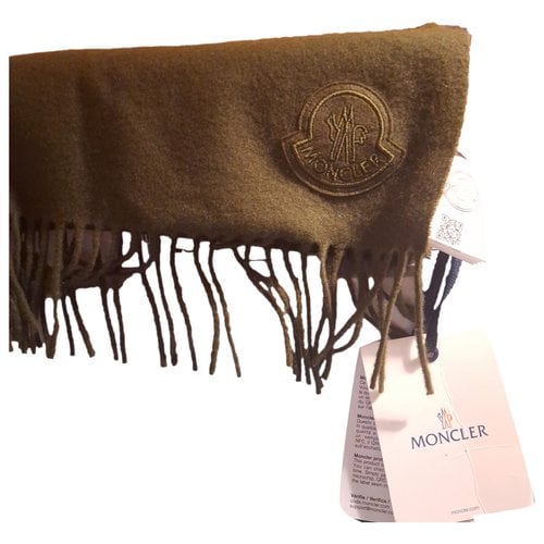 Pre-owned Moncler Wool Scarf & Pocket Square In Khaki