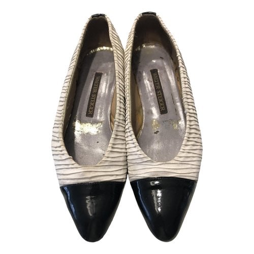 Pre-owned Walter Steiger Cloth Flats In White