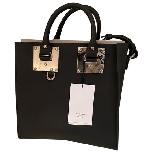 Pre-owned Sophie Hulme Square Albion Leather Bag In Black