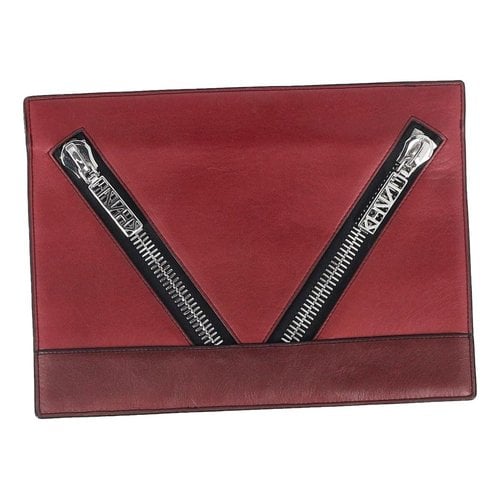 Pre-owned Kenzo Leather Clutch Bag In Burgundy