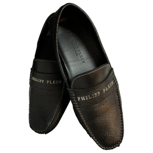Pre-owned Philipp Plein Leather Flats In Black