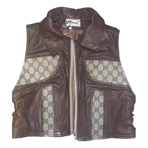 Pre-owned Gucci Leather Top In Brown