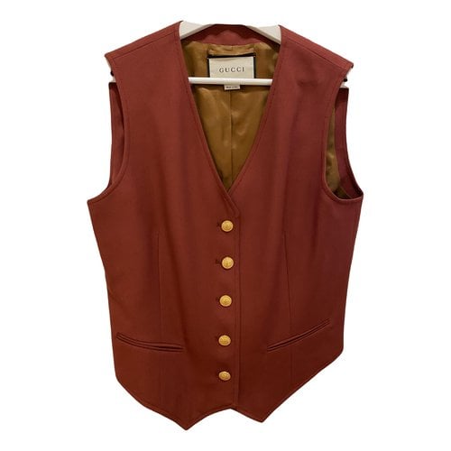 Pre-owned Gucci Wool Vest In Burgundy