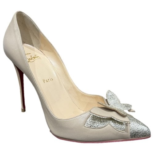Pre-owned Christian Louboutin Leather Heels In Beige