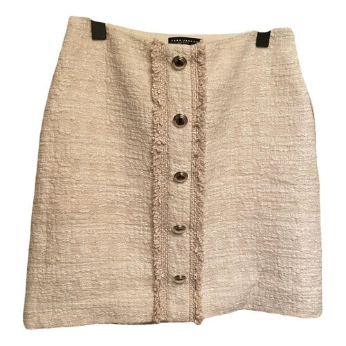Pre-owned Tara Jarmon Tweed Mini Skirt In Beige