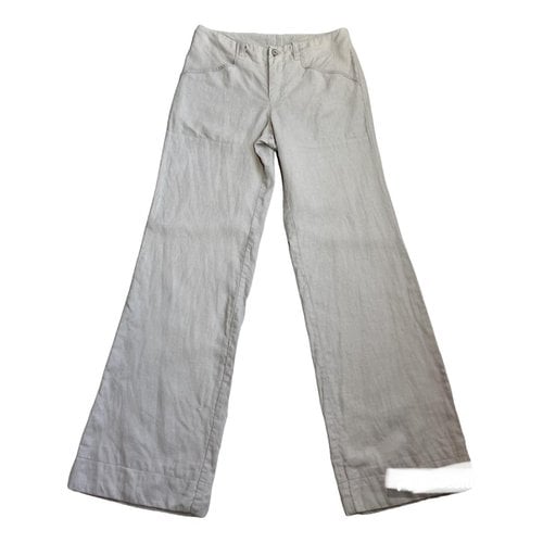Pre-owned Hannes Roether Linen Straight Pants In Beige