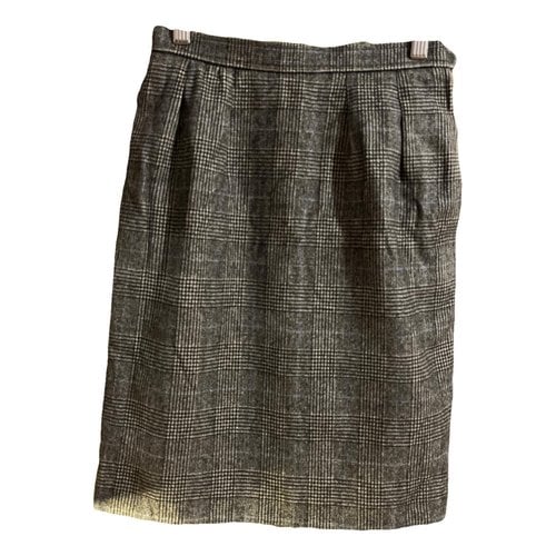 Pre-owned Saint Laurent Wool Mini Skirt In Grey