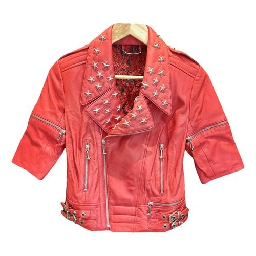 Pre-owned Philipp Plein Leather Jacket In Red