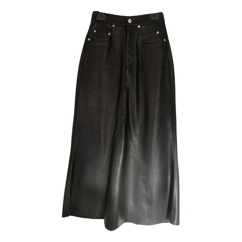 Pre-owned Rick Owens Leather Mid-length Skirt In Black