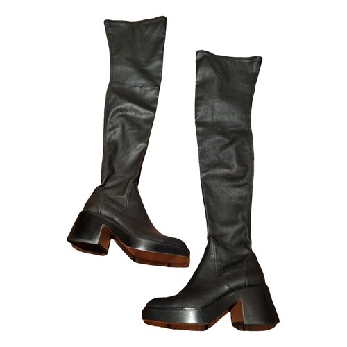 Pre-owned Maje Leather Boots In Black