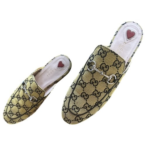 Pre-owned Gucci Marmont Cloth Flats In Yellow