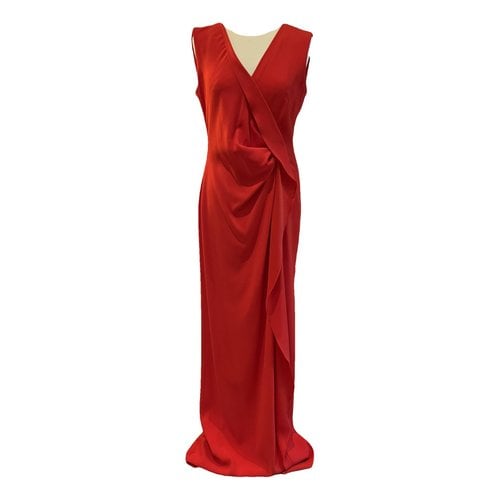 Pre-owned Escada Silk Maxi Dress In Red