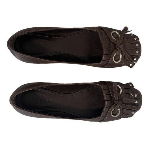 Pre-owned Hogan Leather Ballet Flats In Brown