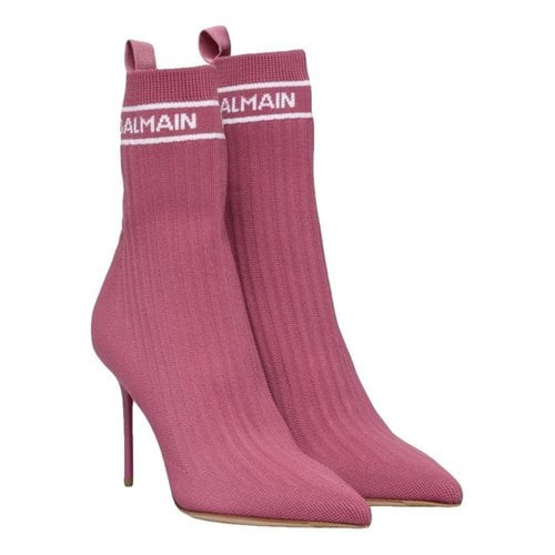 Pre-owned Balmain Leather Boots In Pink