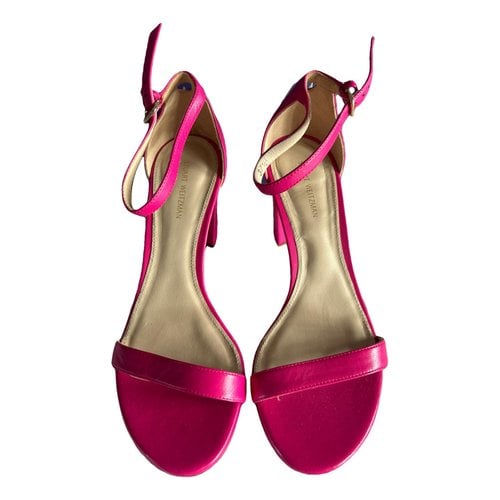 Pre-owned Stuart Weitzman Leather Sandals In Pink